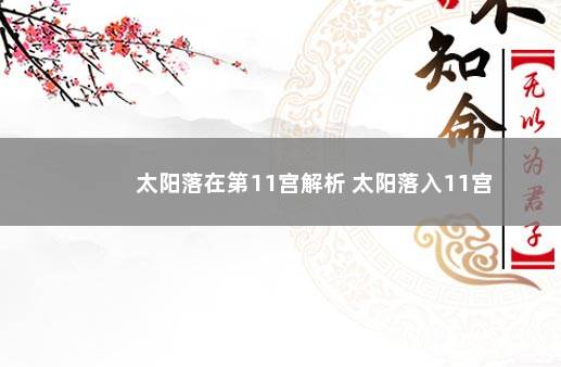 太阳落在第11宫解析 太阳落入11宫