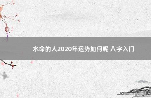 水命的人2020年运势如何呢 八字入门