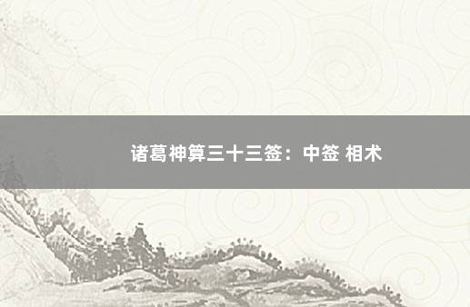 诸葛神算三十三签：中签 相术