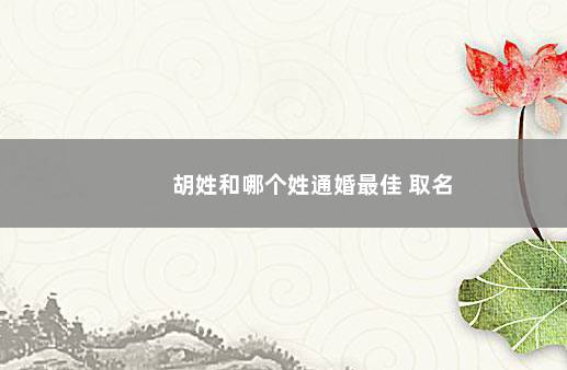 胡姓和哪个姓通婚最佳 取名