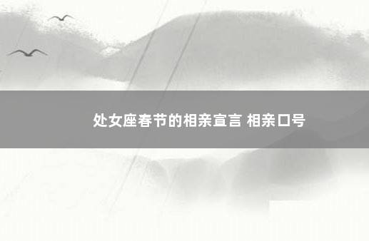 处女座春节的相亲宣言 相亲口号