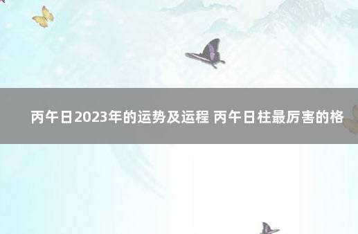 丙午日2023年的运势及运程 丙午日柱最厉害的格局