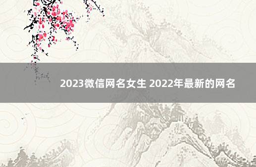 2023微信网名女生 2022年最新的网名