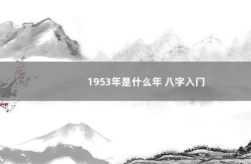 1953年是什么年 八字入门