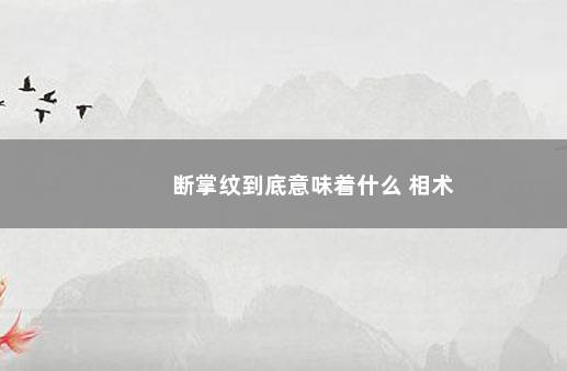 断掌纹到底意味着什么 相术