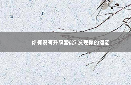 你有没有升职潜能? 发现你的潜能
