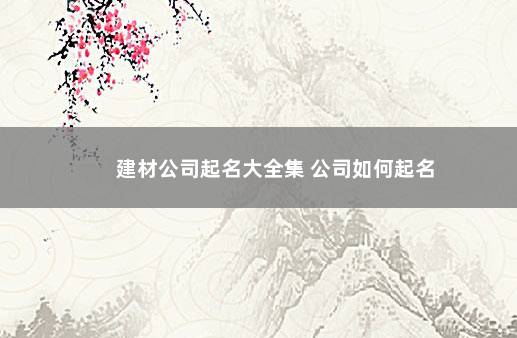 建材公司起名大全集 公司如何起名