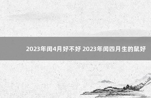 2023年闰4月好不好 2023年闰四月生的鼠好不好 2023年元旦和春节放假