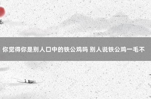 你觉得你是别人口中的铁公鸡吗 别人说铁公鸡一毛不拔该怎么回