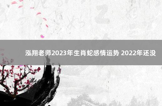 泓翔老师2023年生肖蛇感情运势 2022年还没打第一针疫苗