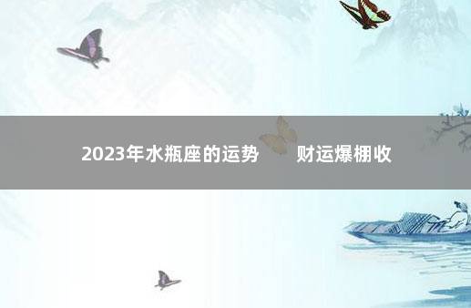 2023年水瓶座的运势        财运爆棚收入多