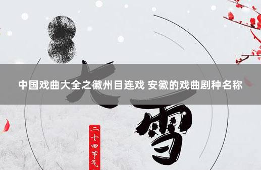 中国戏曲大全之徽州目连戏 安徽的戏曲剧种名称