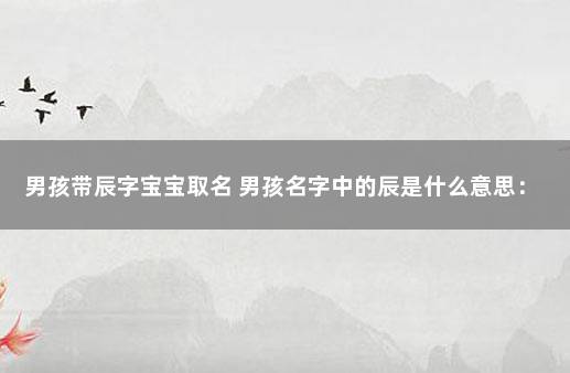 男孩带辰字宝宝取名 男孩名字中的辰是什么意思：