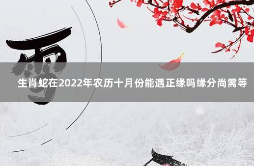 生肖蛇在2022年农历十月份能遇正缘吗缘分尚需等待些许时日 婚姻感情平淡