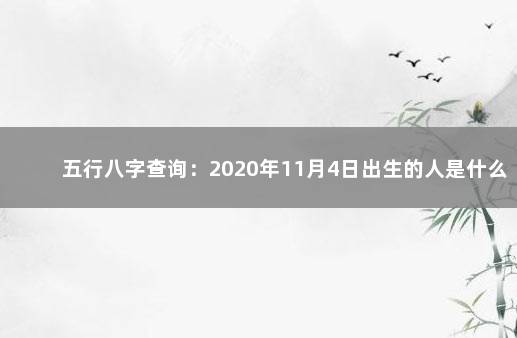 五行八字查询：2020年11月4日出生的人是什么命 八字入门