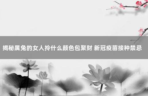 揭秘属兔的女人拎什么颜色包聚财 新冠疫苗接种禁忌症和注意事项