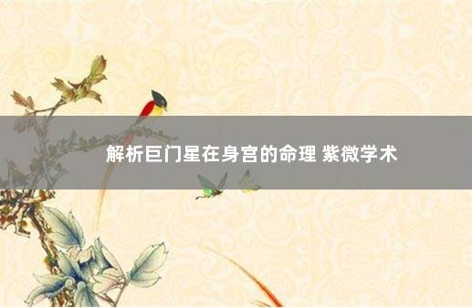 解析巨门星在身宫的命理 紫微学术