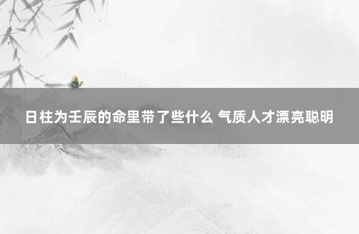 日柱为壬辰的命里带了些什么 气质人才漂亮聪明