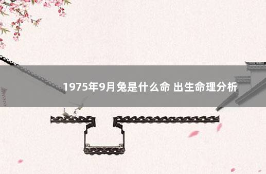 1975年9月兔是什么命 出生命理分析