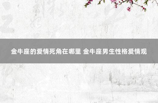 金牛座的爱情死角在哪里 金牛座男生性格爱情观