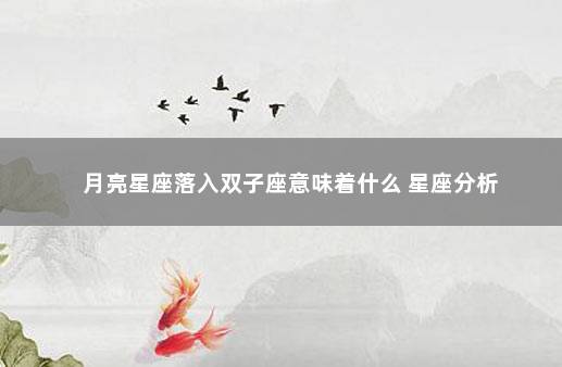 月亮星座落入双子座意味着什么 星座分析