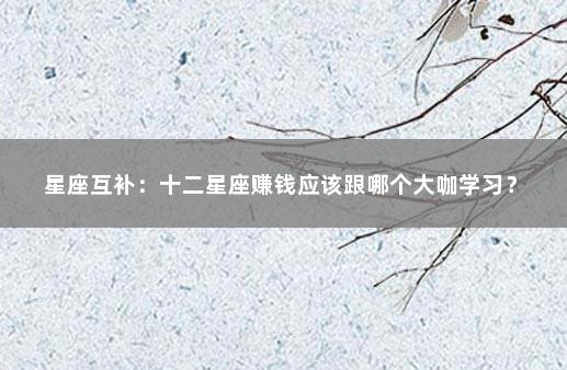 星座互补：十二星座赚钱应该跟哪个大咖学习？