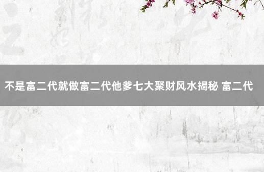 不是富二代就做富二代他爹七大聚财风水揭秘 富二代的面相