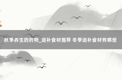 秋季养生的药物_进补食材推荐 冬季进补食材有哪些