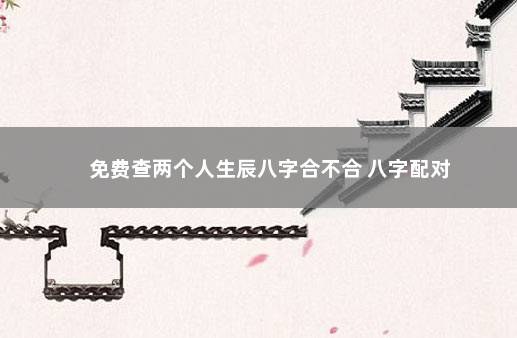 免费查两个人生辰八字合不合 八字配对