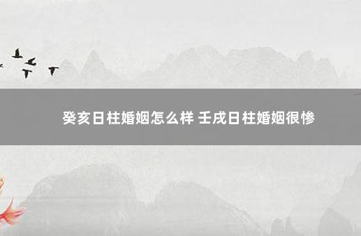 癸亥日柱婚姻怎么样 壬戌日柱婚姻很惨