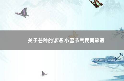 关于芒种的谚语 小雪节气民间谚语