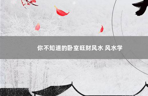 你不知道的卧室旺财风水 风水学