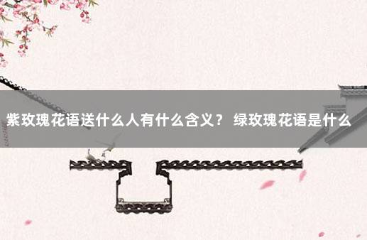 紫玫瑰花语送什么人有什么含义？ 绿玫瑰花语是什么