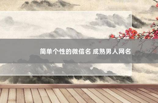 简单个性的微信名 成熟男人网名