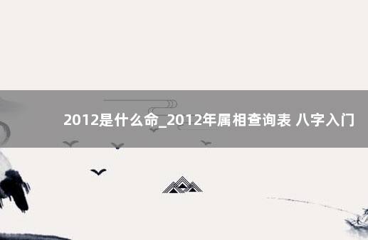 2012是什么命_2012年属相查询表 八字入门