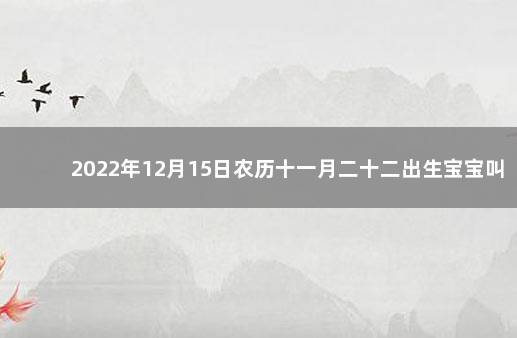 2022年12月15日农历十一月二十二出生宝宝叫什么名字好 11月23是农历几月几日