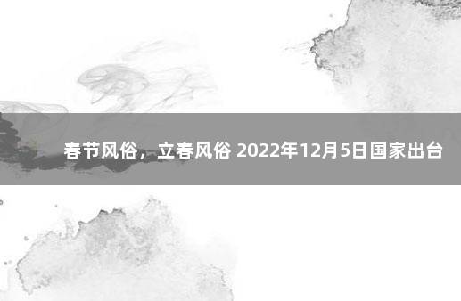 春节风俗，立春风俗 2022年12月5日国家出台防疫新十条