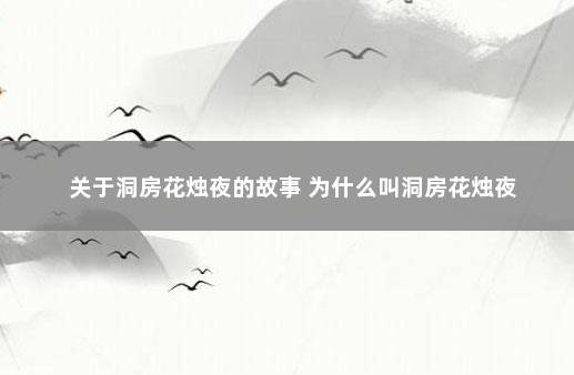 关于洞房花烛夜的故事 为什么叫洞房花烛夜