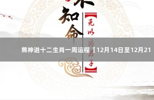 熊神进十二生肖一周运程【12月14日至12月21日】 十二生肖每月每日运势查询