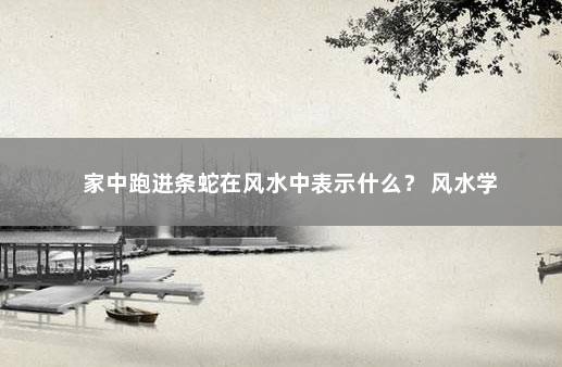 家中跑进条蛇在风水中表示什么？ 风水学