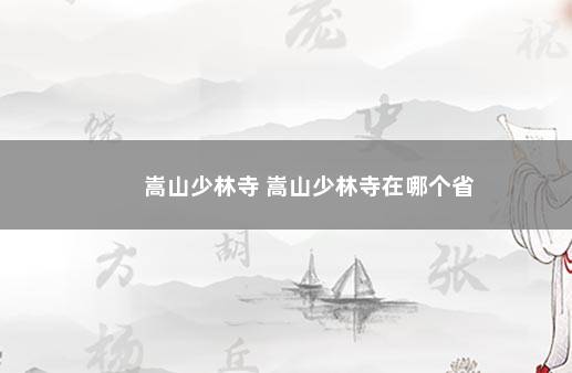 嵩山少林寺 嵩山少林寺在哪个省