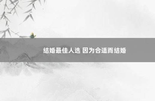 结婚最佳人选 因为合适而结婚