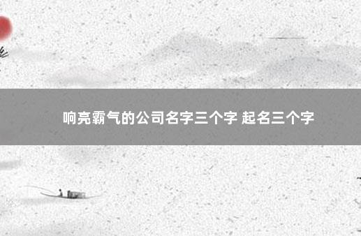 响亮霸气的公司名字三个字 起名三个字