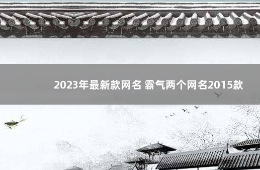 2023年最新款网名 霸气两个网名2015款