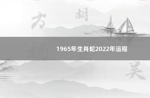 1965年生肖蛇2022年运程