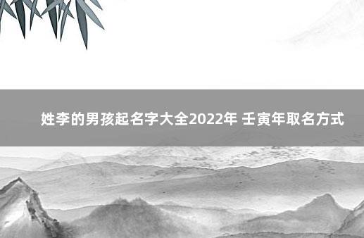 姓李的男孩起名字大全2022年 壬寅年取名方式