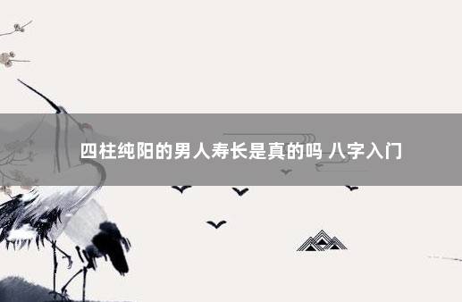 四柱纯阳的男人寿长是真的吗 八字入门