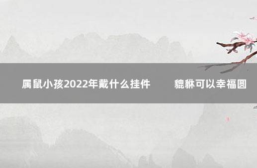 属鼠小孩2022年戴什么挂件 　　貔貅可以幸福圆满