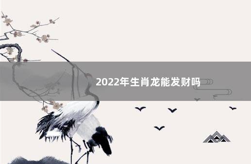 2022年生肖龙能发财吗