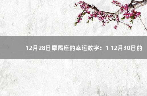 12月28日摩羯座的幸运数字：1 12月30日的摩羯座厉害在哪里